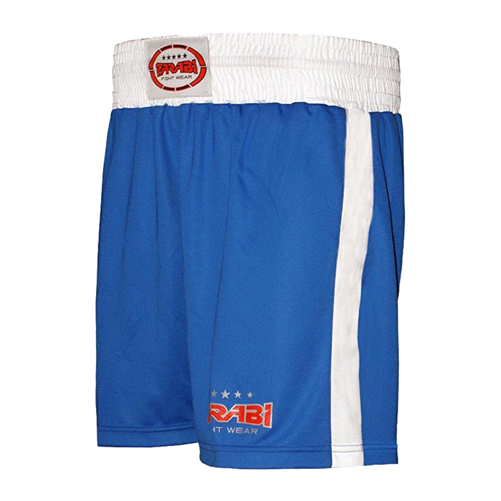 Farabi Sports boxing short with a sleek blue and white design, featuring durability and style.