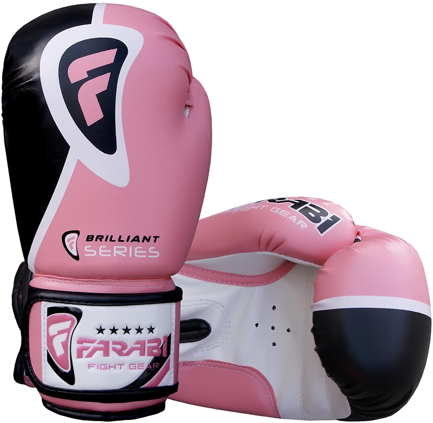 Farabi Sports Brilliant Series boxing gloves punch bag with a stylish pink and black design, featuring durability and comfort for training.