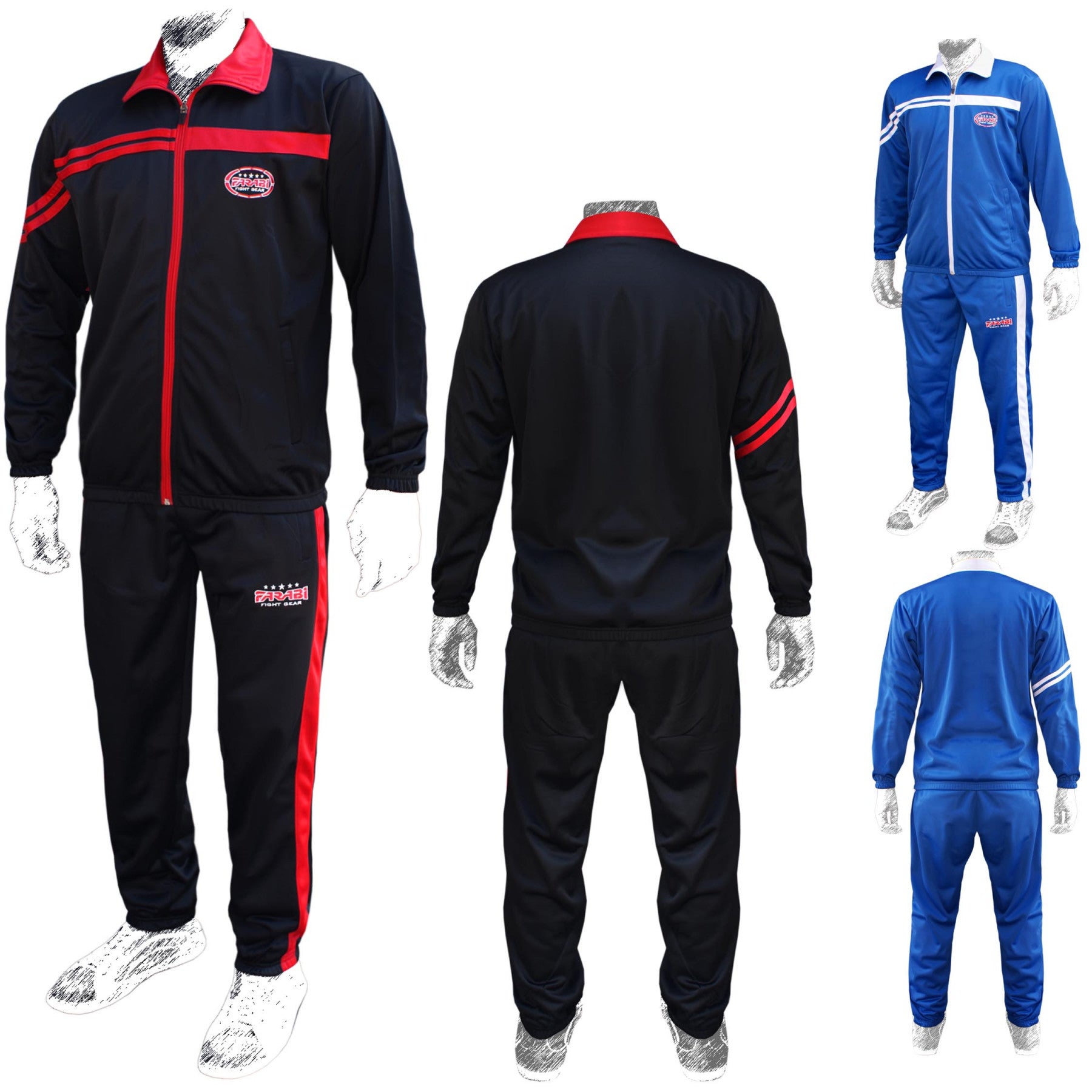 Farabi Sports tracksuit with a bold black and red design, featuring the brand logo for durability and style.