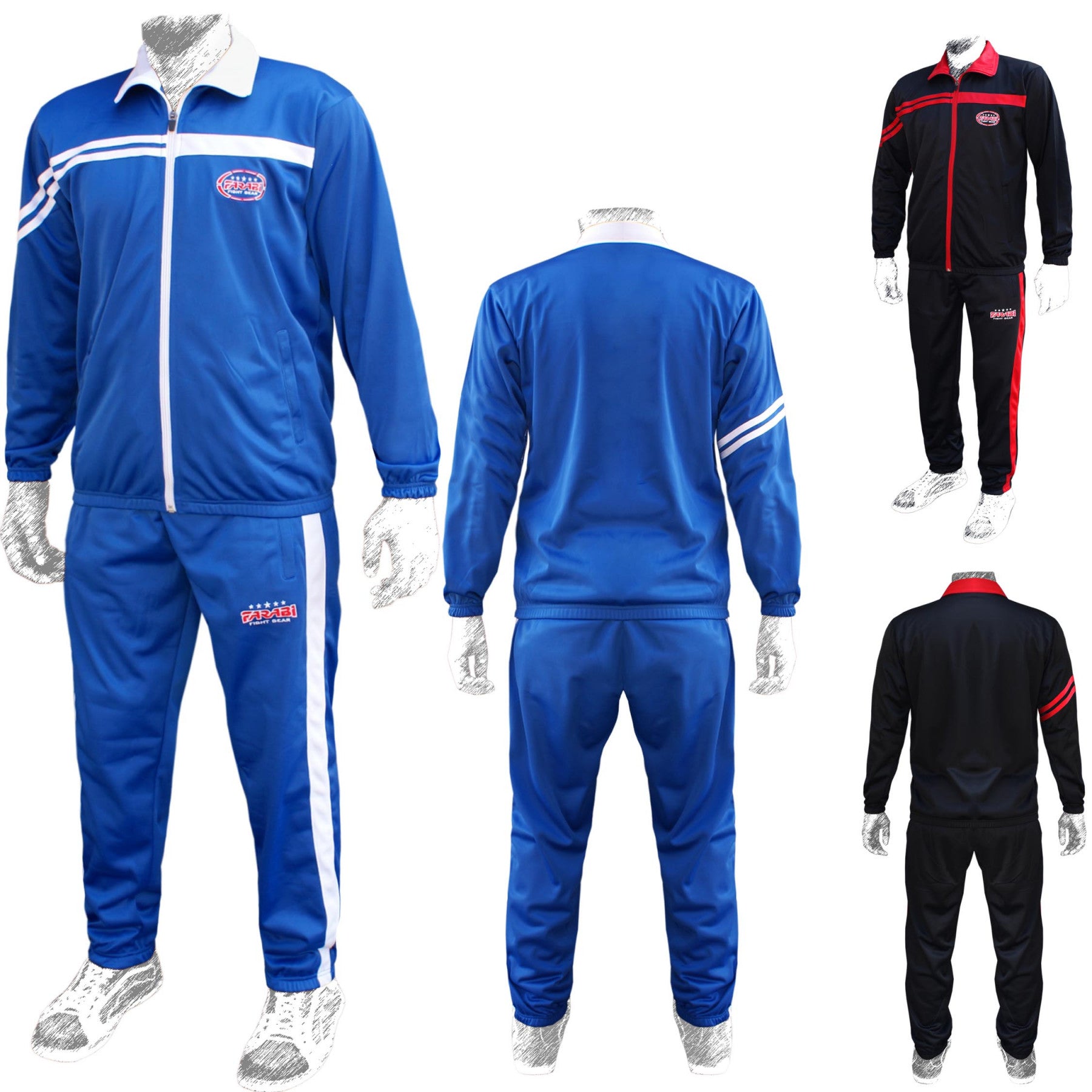 Farabi Sports tracksuit with a bold blue and white design, featuring the brand logo for durability and style.