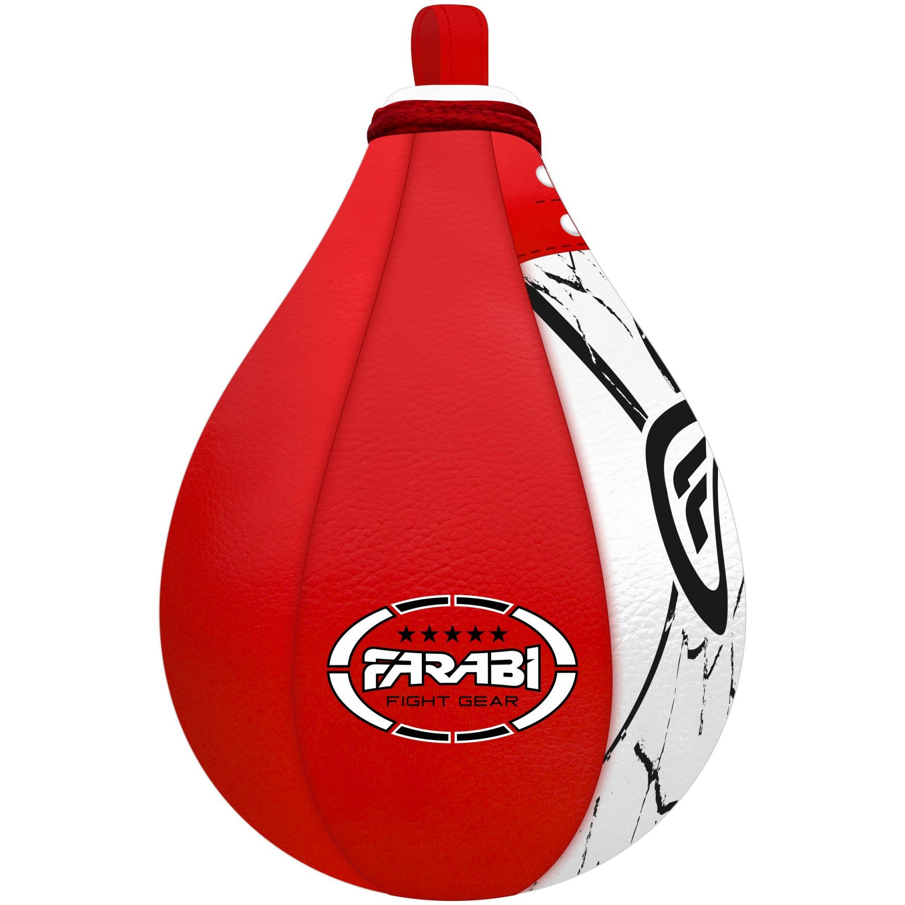 Farabi Sports speed bag with a bold red and white design, featuring the brand logo for durability and style.