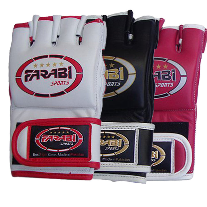 MMA Grappling Gloves Boxing Punch Bag Fight Cage Muay Thai Cowhide Leather Farabi Sports