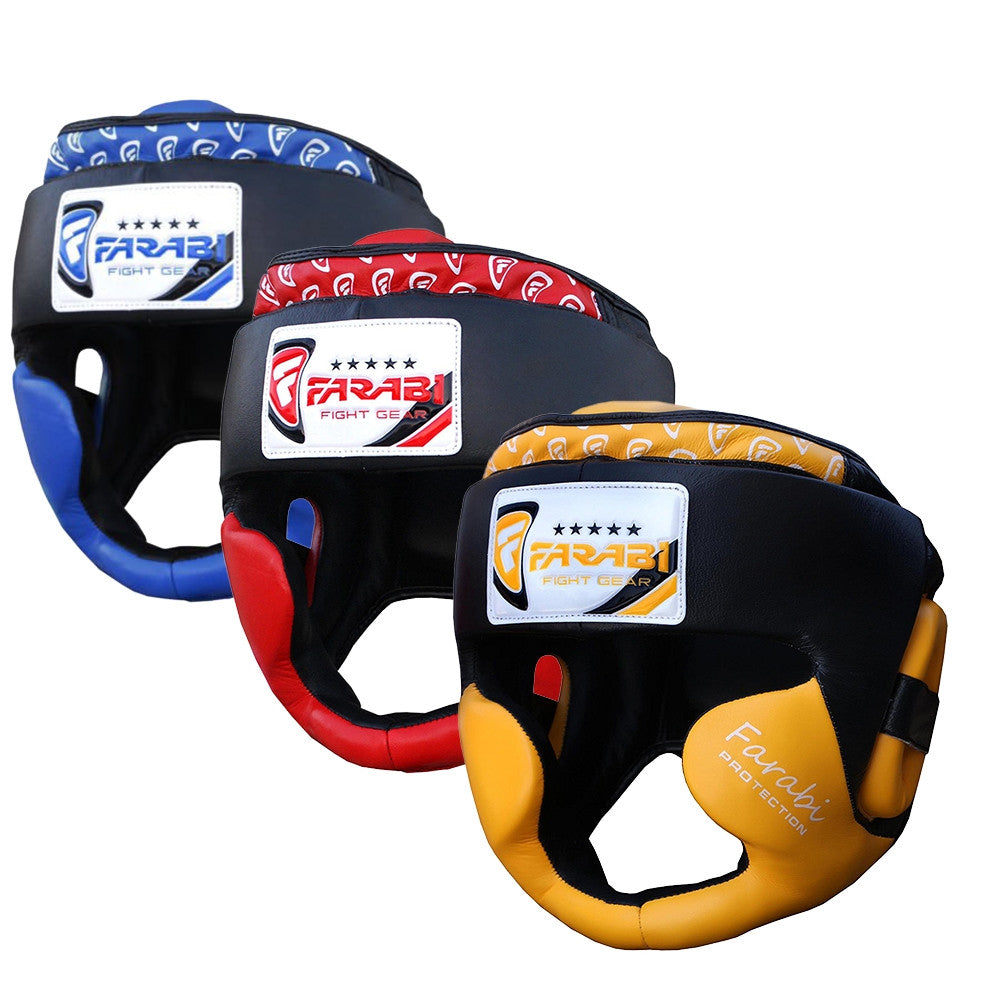 Farabi Boxing Real Leather Head Guard Martial Art Kickboxing Training Farabi Sports