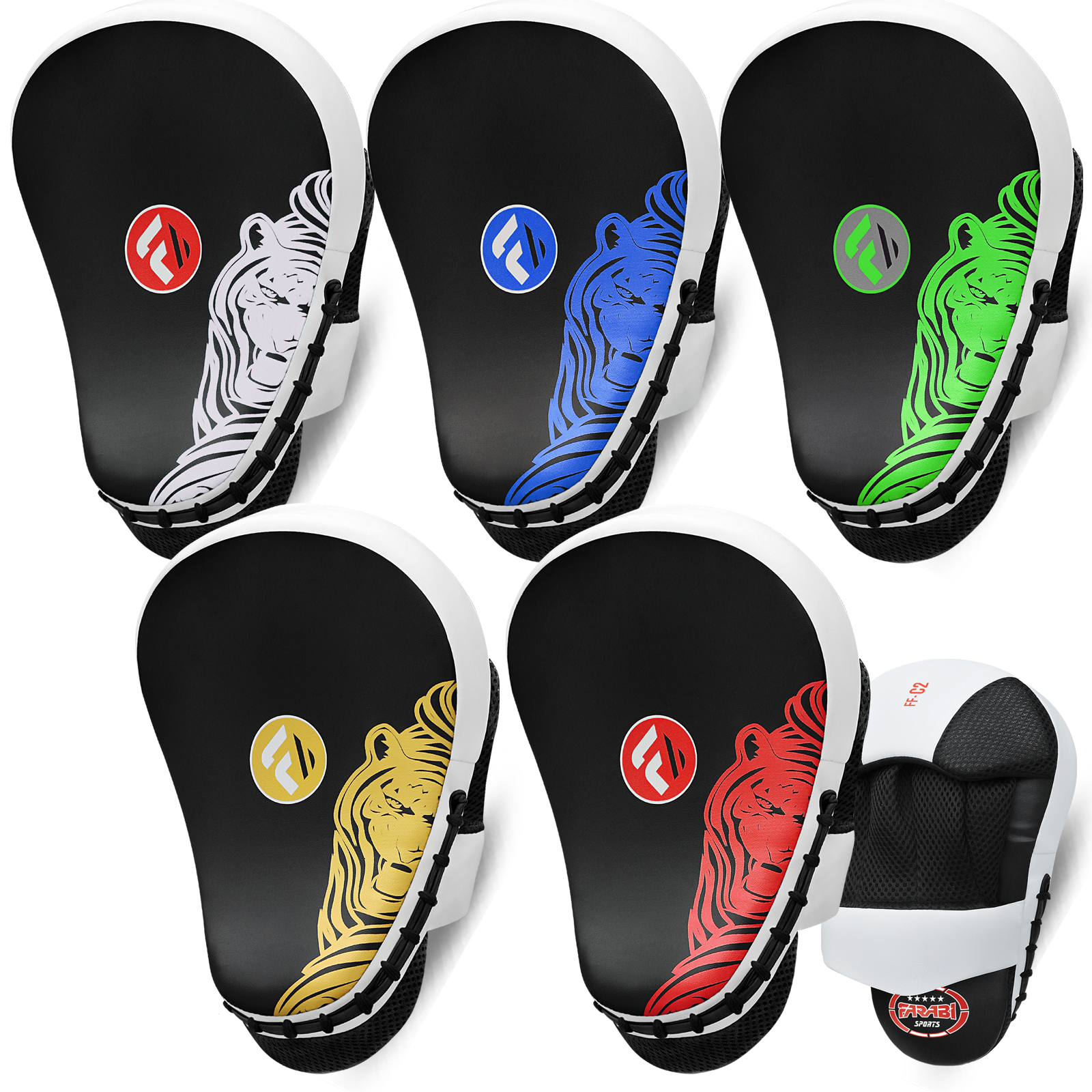 Farabi Sports Boxing Focus Pads Hook and Jab Kick MMA Focus Mitts Training Punching Gloves Curved Pair, Sparring Mitts and Pads, Karate Focus Pads Farabi Sports
