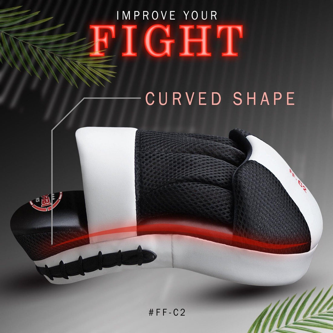 Boxing Focus Pads Hook and Jab Kick MMA Training Punching Gloves Curved Pair Farabi Sports