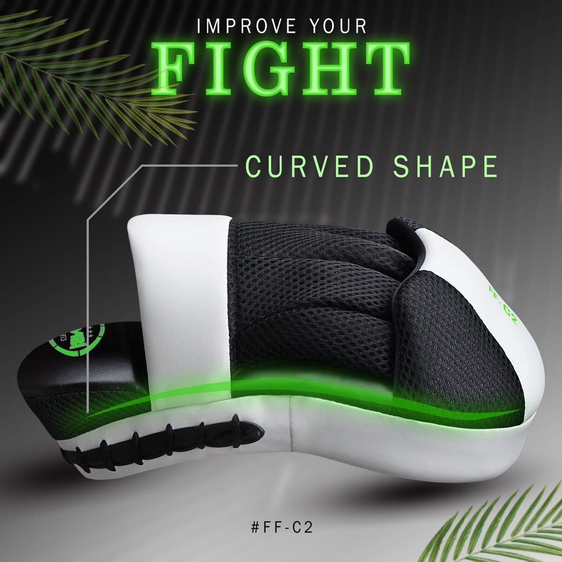 Boxing Focus Pads Hook and Jab Kick MMA Training Punching Gloves Curved Pair Farabi Sports