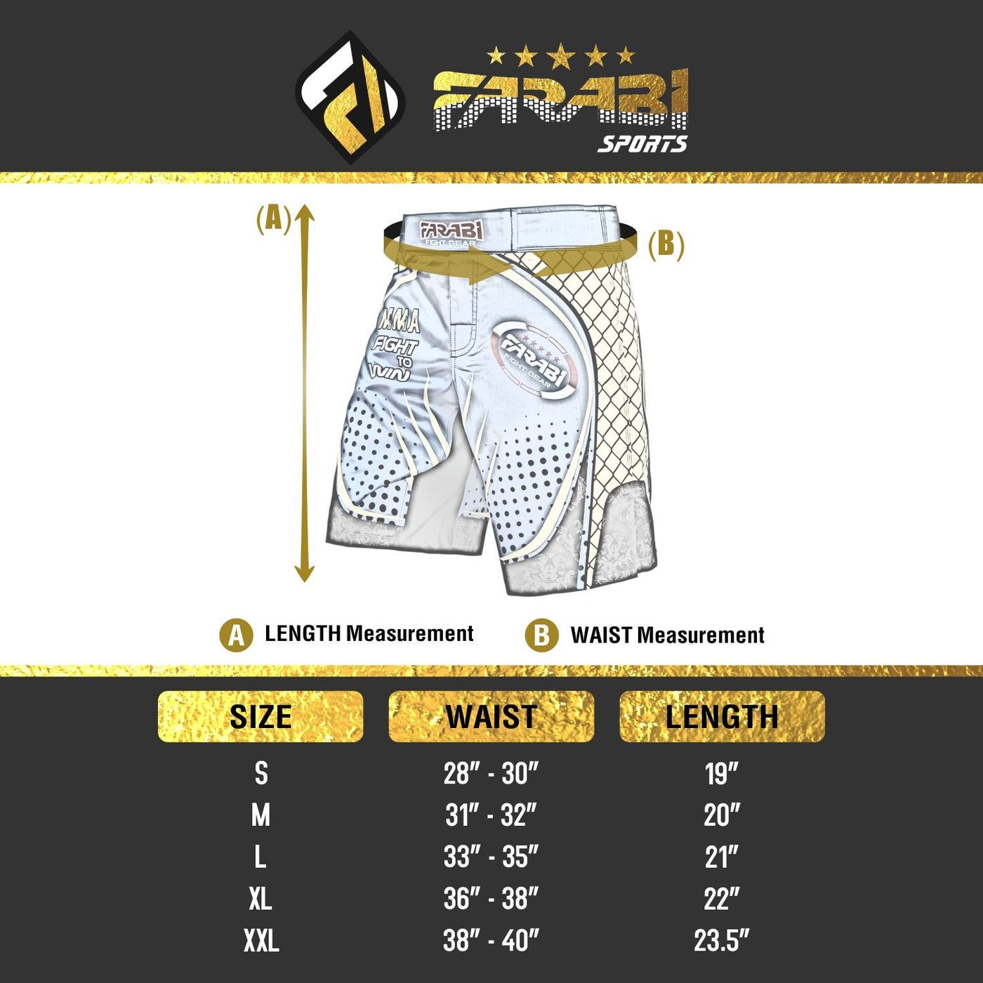 Farabi F2W MMA board short, Kick boxing, cage fighting grappling short Farabi Sports