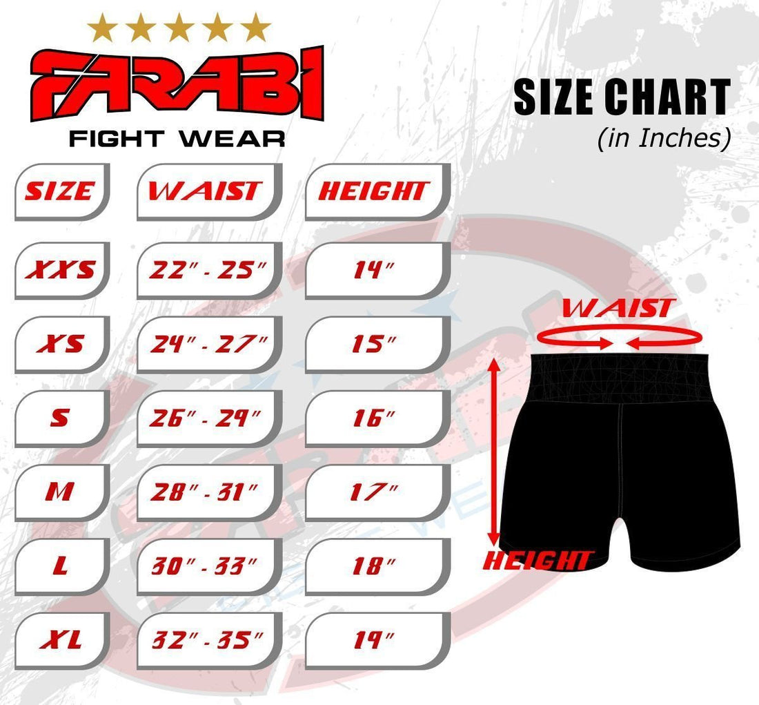Farabi Muay Thai Shorts Kick Boxing MMA Training Trunks White Black Farabi Sports